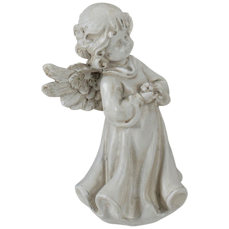 Northlight 6.5" Angel Girl Holding Flower Outdoor Garden Statue, 3 of 6