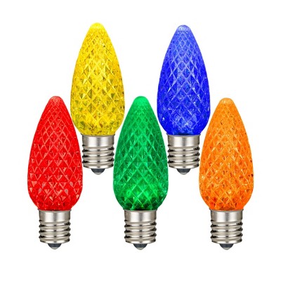 Novelty Lights C7 LED Faceted Christmas Replacement Bulbs Dimmable 25 Pack