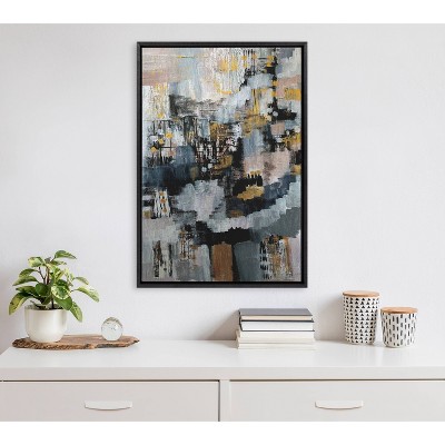 Sylvie Black Framed Abstract Metallic Canvas Wall Art, 23" x 33"