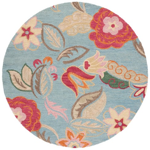 Blossom Blm675 Hand Hooked Area Rug - Blue/multi - 8' Round