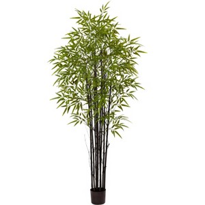 Nearly Natural Black Bamboo Tree x 9 with 1470 Leaves UV Resistant (Indoor/Outdoor) - 1 of 2