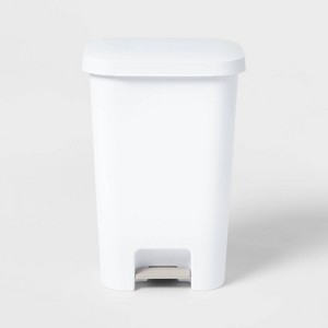 11.9gal Step Trash Can White - Brightroom™: Pedal-Operated Kitchen Garbage Can, Textured Plastic, Indoor Use - 1 of 4