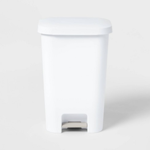 Step On Plastic Trash Can 13 Gal Rubbermaid Kitchen Waste Basket Garbage  White for sale online