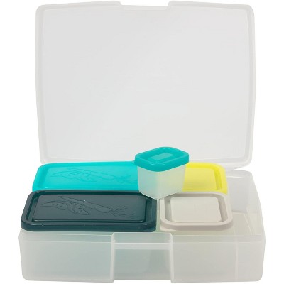 Translucent 6-Piece Bento Lunch Box Set with Multicolor Lids