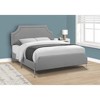 Monarch Specialties Bed Queen Size Platform Bedroom Frame Upholstered Linen Look Metal Legs Grey Chrome Transitional - 2 of 4