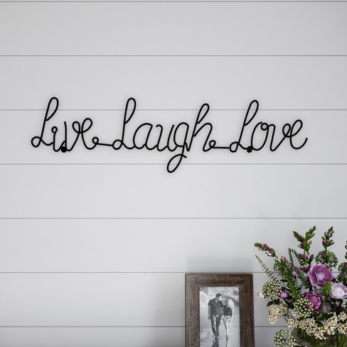 Live Laugh Love Cursive Metal Cutout Sign Black Lavish Home Target