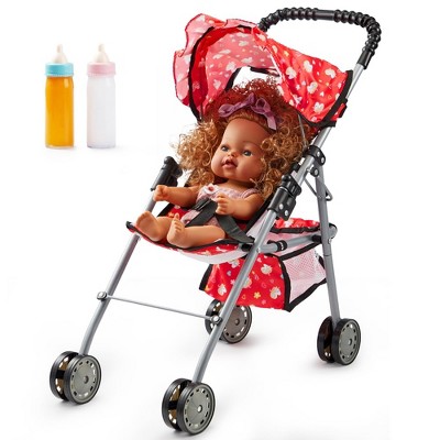 Baby Doll Stroller Toy Foldable Doll Play Stroller For Toddlers Unicorn Red Babydoll Stroller For 3 4 5 Year Old Little Girls Gift Target