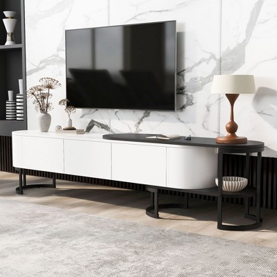 NicBex TV Stand Modern Extendable Media Console with Metal Adjustable Legs for TVs up to 75 Inches for Living Room