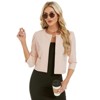 Coolmee Women's 3/4 Sleeve Cropped Coat Lightweight Notch Collar Blazer Jacket Business Casual - 4 of 4