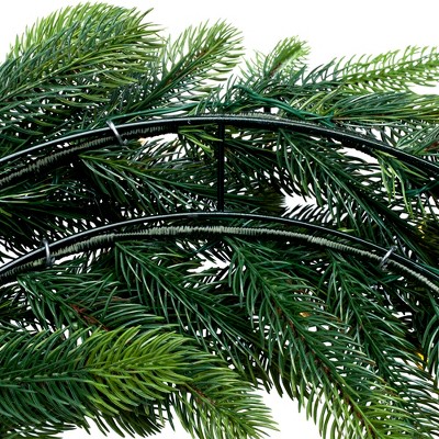 24" Green Pine Artificial Christmas Wreath with Warm White LED Lights