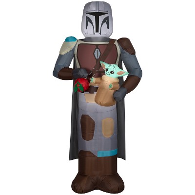 Gemmy Christmas Inflatable Mandalorian™ with Grogu™, 6.5 ft Tall, Multi