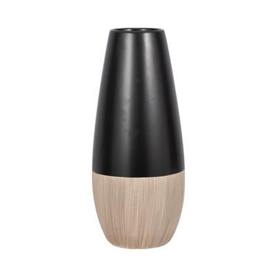 17" Black and Beige Two-Tone Ceramic Table Vase