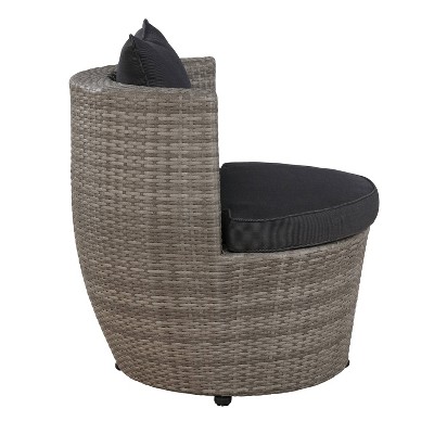 Gray All-Weather Wicker Outdoor Bistro Set with Cushions