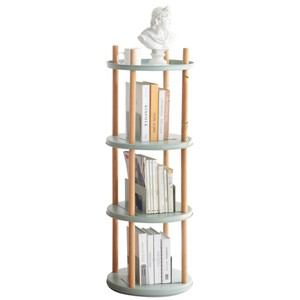 SEVOBAL Decorative Bookshelf 4 Tier Rotating Bookcase Multifunctional Storage Rack with Adjustable Design, Blue, 16.69"*16.69"*45.28" - 1 of 4