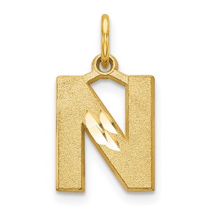 Black Bow Jewelry 14k Yellow Gold, Julia Collection, Small Satin Block Initial N Pendant - 1 of 4