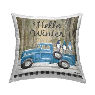 Stupell Industries Hello Winter Tartan Blue Gnomes Truck