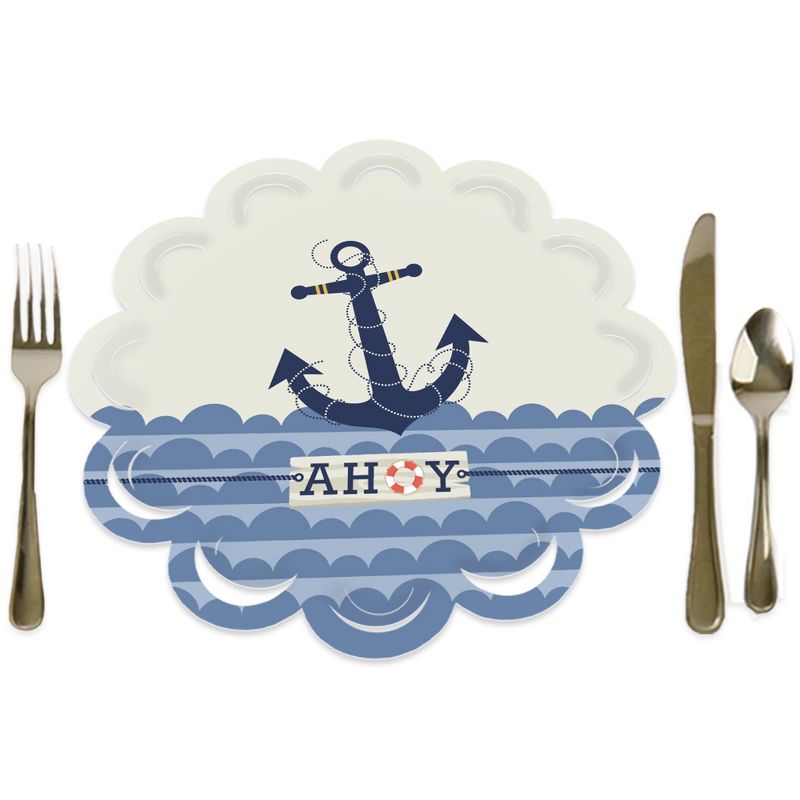 Big Dot of Happiness Ahoy - Nautical - Baby Shower or Birthday Party Round Table Decorations - Paper Chargers - Place Setting For 12, 1 of 9