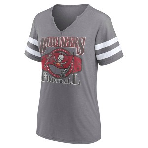 NFL Tampa Bay Buccaneers Women's Gray Short Sleeve Split Neck T-Shirt - 1 of 3