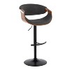 LumiSource Set of 2 Curvo Adjustable Barstools Walnut Wood/Charcoal Fabric/Black Metal - 2 of 4
