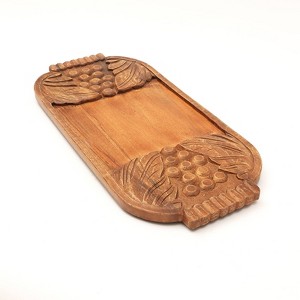 SEVOBAL Serving Platters Handmade Teak Wood Cheese and Bread Board with Asymmetrical Modern Design for Cakes, Appetizers, Brown, 29.5"*14"*1.5" - 1 of 4