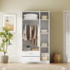 81.10Inch,3-Door Mirror Wardrobe with 2 Drawers and Top Cabinet,Gray - 2 of 4