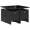 vidaXL 9-Piece Patio Dining Set with Cushions - Black Poly Rattan, Glass Top, Compact Storage, Indoor/Outdoor - 3 of 4