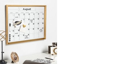 Gold Framed Magnetic Dry Erase Monthly Calendar