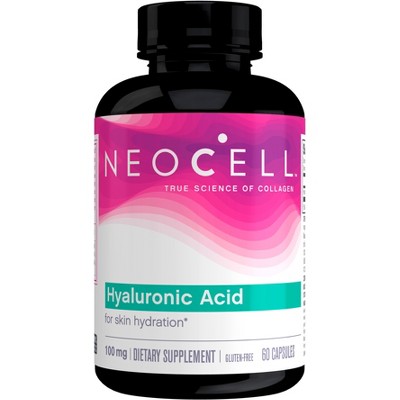 NeoCell Hyaluronic Acid for Skin Hydration*, 100 mg, Gluten-Free, 60 Capsules