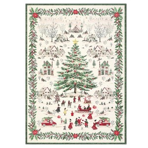 Washable Christmas Area Rugs, Christmas Tree Print Winter Home Decor Rug, Xmas Soft Non Slip Throw Carpet - 1 of 4