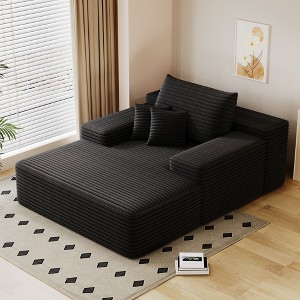 MAYEERTY Modern Sofa Bed Black - Corduroy, Lounger, No Assembly, for Movie/Bonus Room - 1 of 4