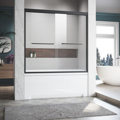 NicBex Shower Door 56-60"W x 57"H Semi Frameless Double Sliding Glass Tub Door with 1/4" (6mm) Clear Tempered Glass