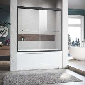 NicBex Shower Door 56-60"W x 57"H Semi Frameless Double Sliding Glass Tub Door with 1/4" (6mm) Clear Tempered Glass - 1 of 4