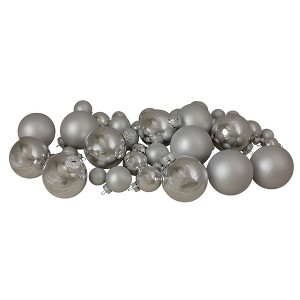 Northlight 40ct Shiny and Matte Silver Glass Ball Christmas Ornaments 2.5" - 1 of 4