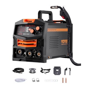 VEVOR MIG Welder, 130A Synergic Mig Welding Machine, 2-in-1 Gas MIG/Gasless Flux Core MIG Multi-Process Welder Machine,110V Portable Mig Welder,Black - 1 of 4
