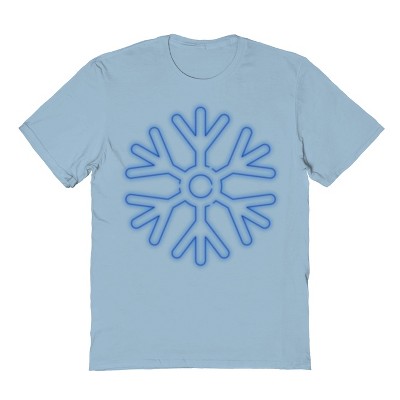 Rerun Island Men's Neon Snowflake Blue Short Sleeve Graphic Cotton T-Shirt