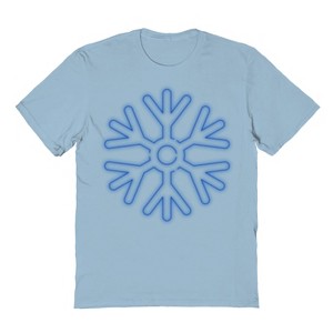 Rerun Island Men's Neon Snowflake Blue Short Sleeve Graphic Cotton T-Shirt - 1 of 1
