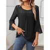 Women's 3/4 Sleeve Tops Sparkly Dressy Casual Double Layers Mesh Shirt Business Work Blouses Office Tunic Tops - 2 of 4