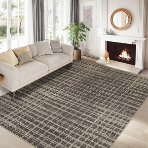 Modern Abstract Area Rug, Machine Washable Low-Pile Non-Slip Shaggy Accent Carpet, Fade-Resistant Rug for Bedroom, Living Room - 1 of 4