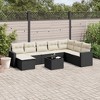 vidaXL 9 Piece Patio Sofa Set with Cushions Black and Cream Poly Rattan - With Table - 2 of 4