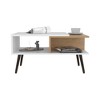 Vynxaria 29" Wide Coffee Table with Three Shelves - Modern White & Natural Oak Design - 3 of 4