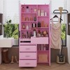 Famapy Stylish Vanity Cabinet with Full-Size LED Mirror & Divided Drawers,White/Black/Pink Storage Cabinet,Spacious Organizer for Bedroom Makeup - 3 of 4