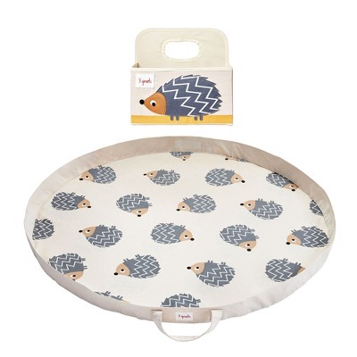 3 Sprouts Polyester Divided Portable Diaper Caddy and Convertible Toy Storage Bag & Portable Round Tummy Time Play Mat with Handles, Hedgehog Design