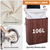 GustoWave Bamboo Laundry Hamper Large 58L/106L with Removable 3/4-Section Liner, Foldable Storage Basket with Lid and Handles - 3 of 4