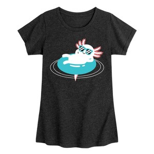 Girls' - Instant Message - Axolotl Pool Floatie Fitted Short Sleeve Graphic T-Shirt - 1 of 4