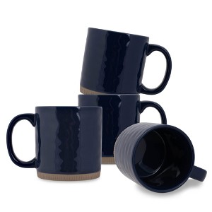 Elanze Designs High Gloss Raw Clay Bottom 15 ounce Ceramic Stoneware Coffee Mug For Your Favorite Morning Brew (Navy Blue, Pack of 4) - 1 of 4