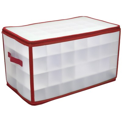 Home Basics Zippered 112 Ornament Storage Box, Red