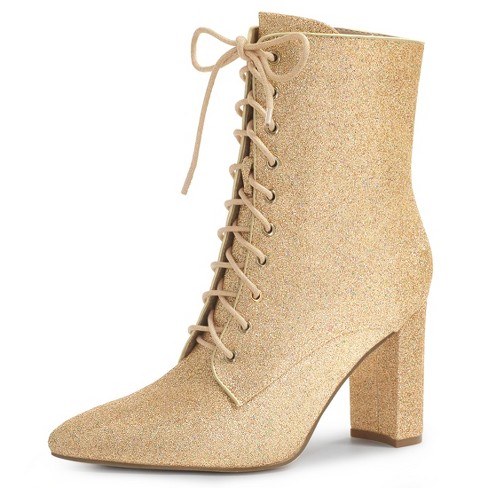 Gold block 2024 heel booties