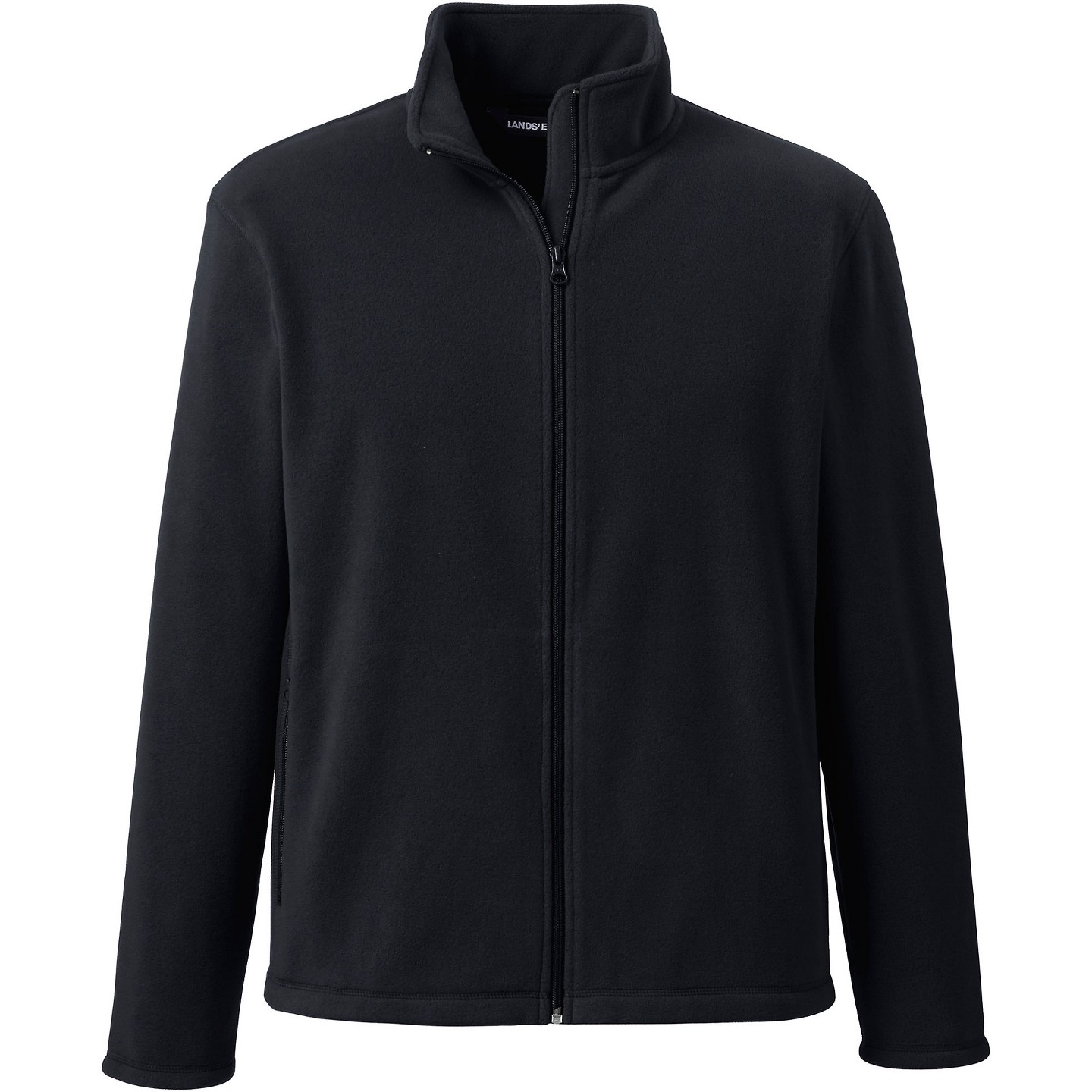 Мужская куртка Lands' End Full-Zip Mid-Weight Fleece Jacket - Large - Black, цвет: Чёрный — фото 3