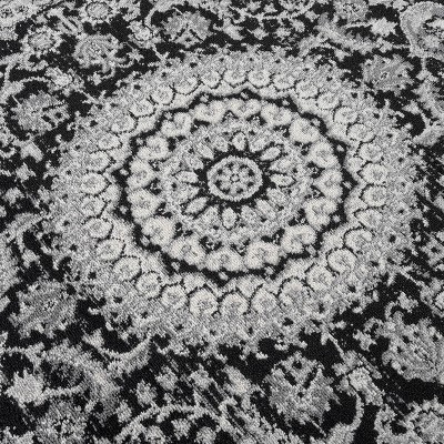 Black and Gray Synthetic Traditional Medallion Area Rug 2' x 3'