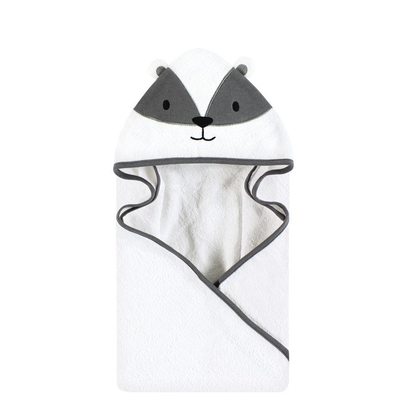 Hudson Baby Unisex Baby Cotton Animal Face Hooded Towel, Badger, One Size, 1 of 3